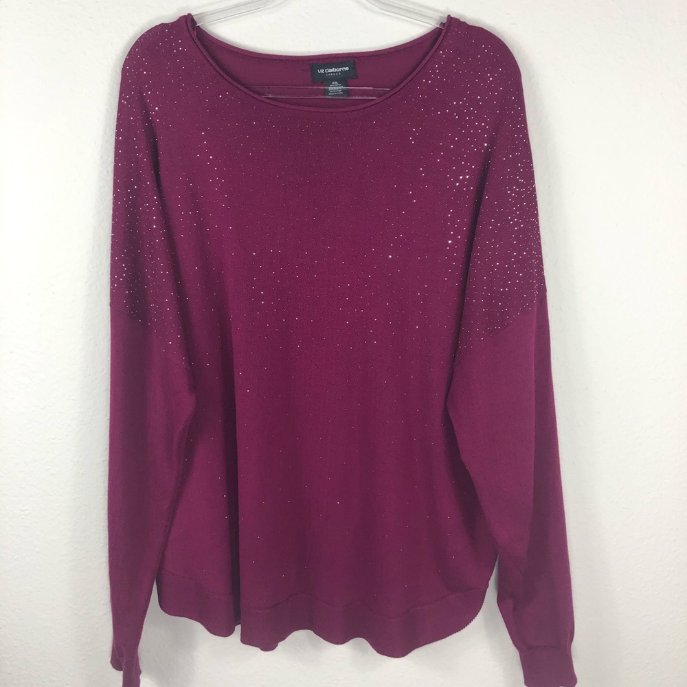 Liz Claiborne Career XXL Long Sleeve Plum Sweater
